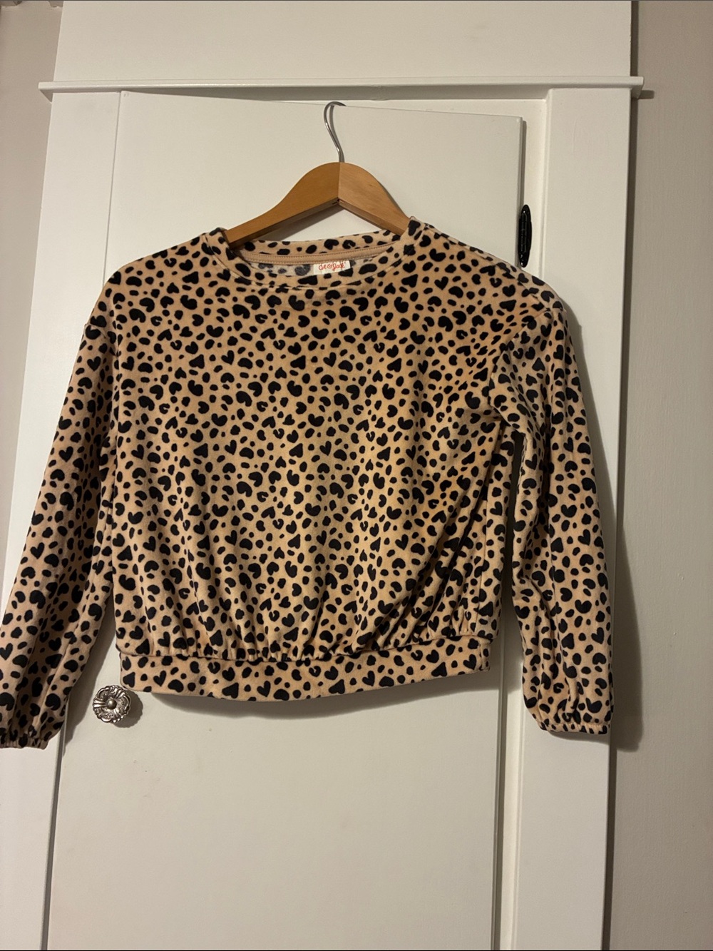 Cat & Jack Leopard Print Cropped Sweatshirt - Tan & Black